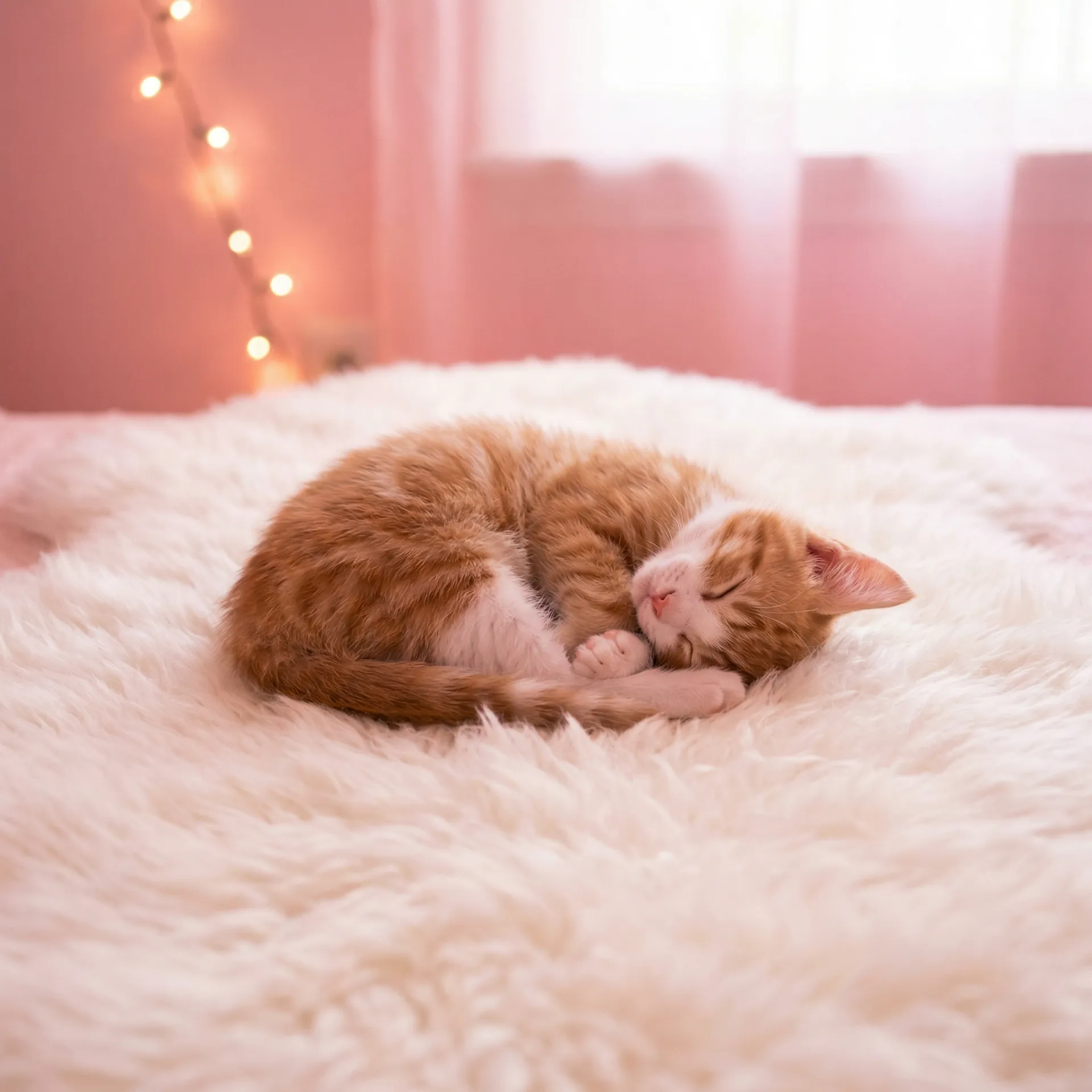 小猫蜷成一团入睡 - 猪仔电影网